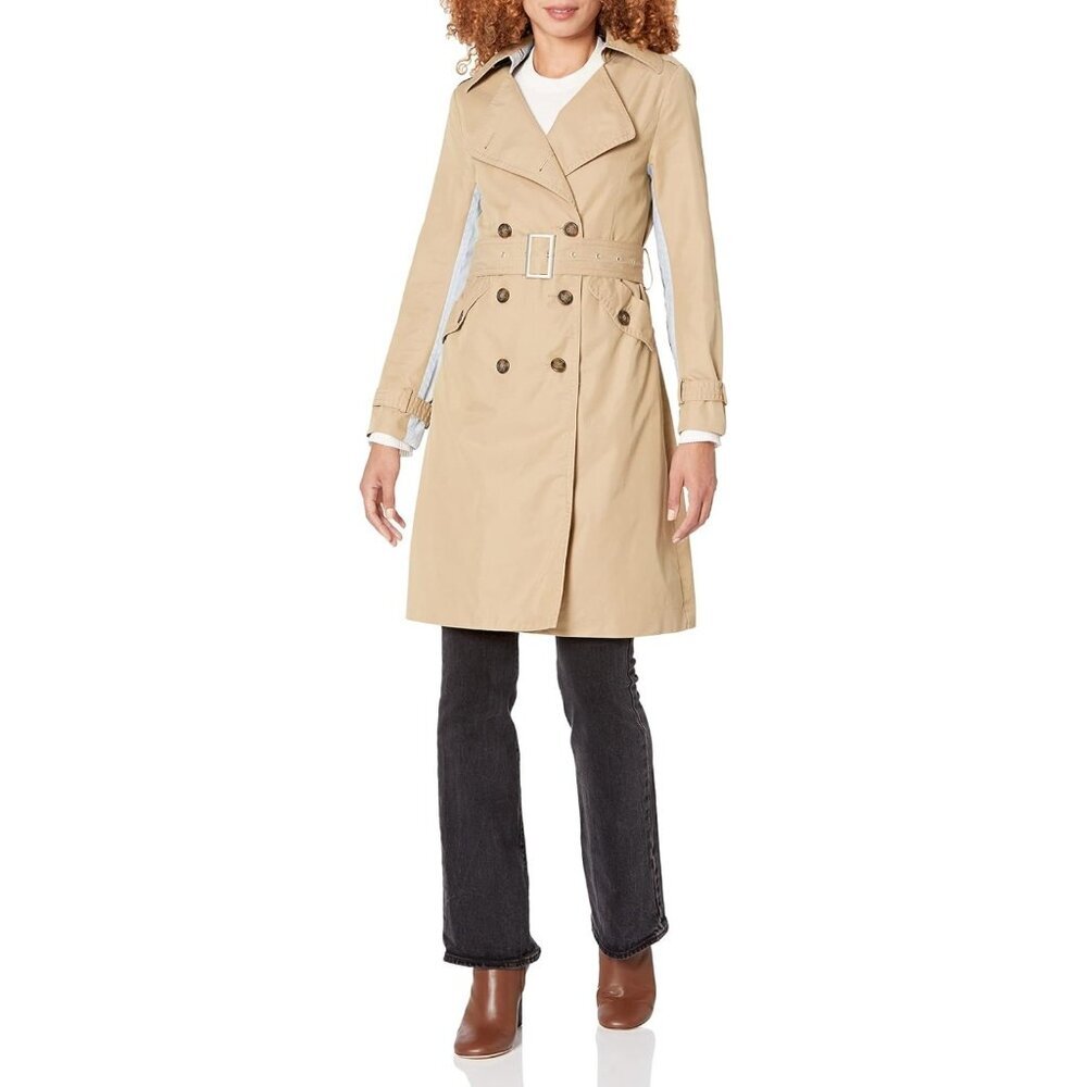 Thakoon Collective Striped Trench Coat – Camel / Multicolor – Size 4